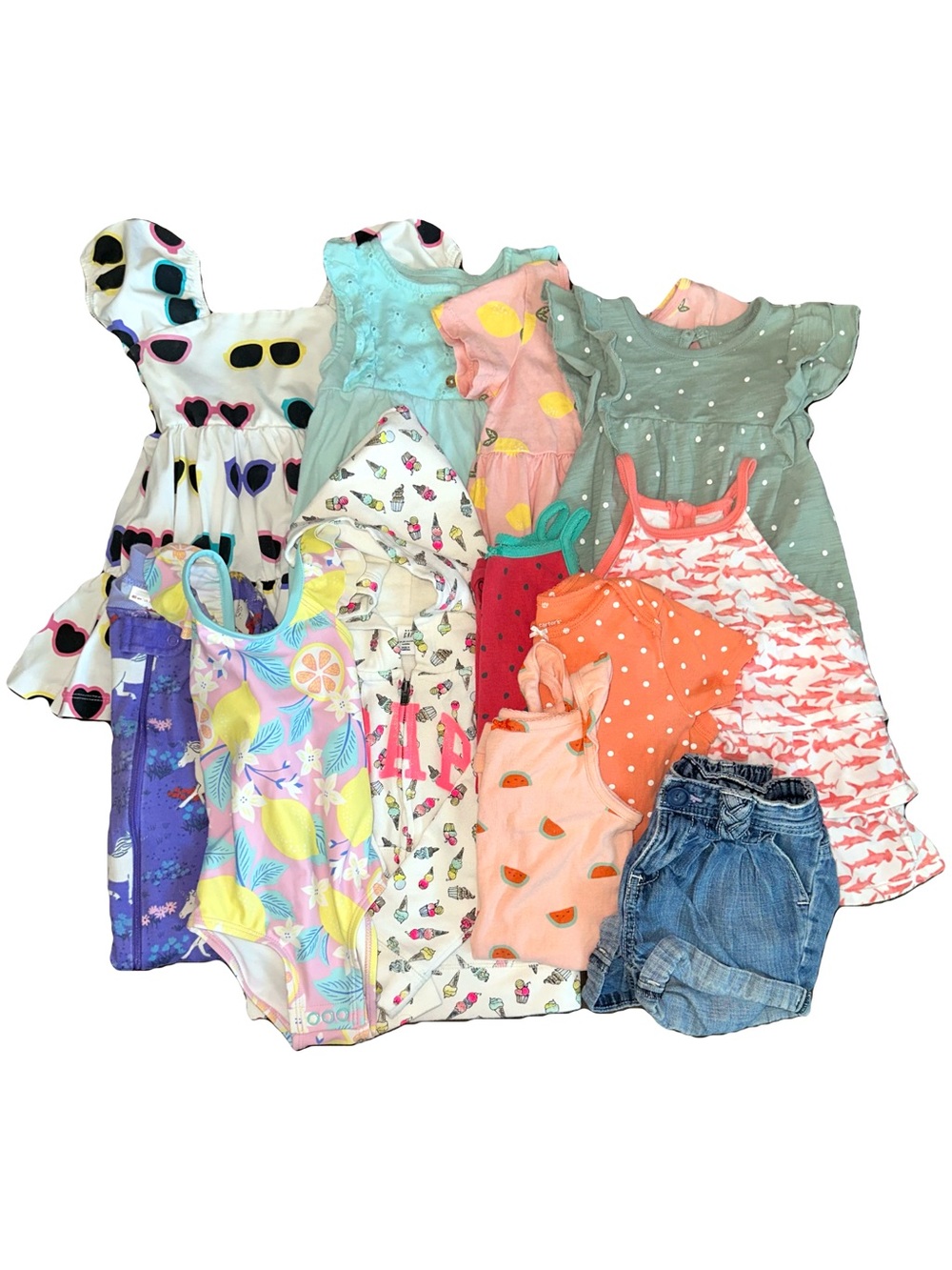 12 Pc Bundle Assorted Baby Clothes One Piece Dress Swim Suit 18-24M